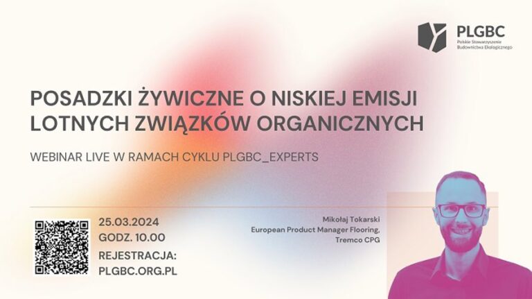 Tremco CPG Poland i PLGBC zapraszają na webinar  „Posadzki żywiczne o niskiej emisji lotnych związków organicznych”